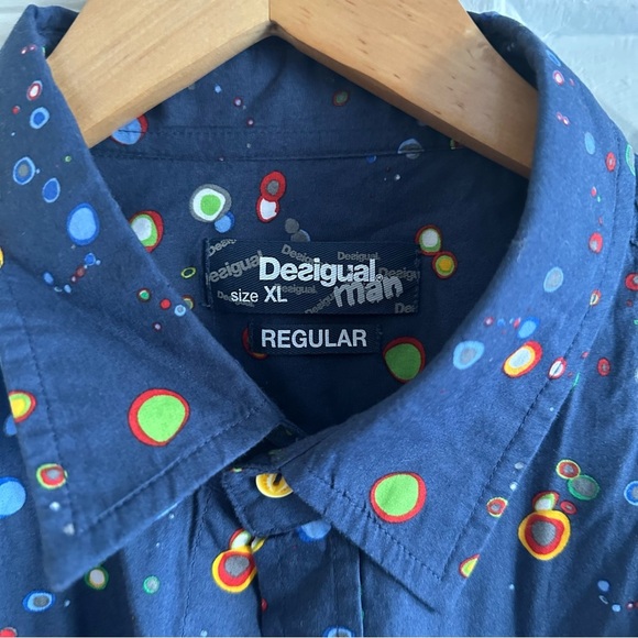 Desigual Y2K Mens XL Multicolor Button Down Casual Shirt Abstract Retro Artsy - Picture 6 of 7